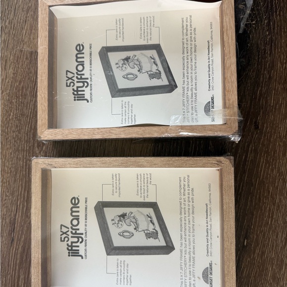 New 5x7 Jiffy Brown Wood Photo Frame Set